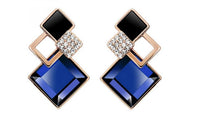 Fashion Rhombus Blue Crystal Earrings - sparklingselections