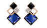 Fashion Rhombus Blue Crystal Earrings
