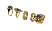 Gold Natural Stone Opal Retro Rings Sets Women - sparklingselections