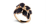 Crystal Black Enamel Flower Ring For Women