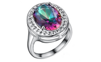 Silver Plated Colorful Crystal Fashion Ring For Women-7