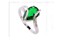 Absorbing Green Emerald Quartz 925 Silver Ring for Women