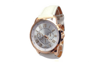 New White Fashion Roman Numerals Faux Leather Analog Quartz Women Wristwatch - sparklingselections