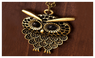 Antique Gold Plated Owl Pendant Necklace Long Chain Jewelry for Women