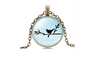 Tradition Bird Picture Glass Cabochon Pendant Necklace