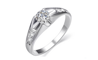 White Gold Plated Mounting 0.5 ct Cubic Zirconia Wedding Ring