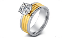 18K Gold Plated Cubic Zirconia Engagement Ring - sparklingselections