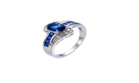 Blue Oval Zircon Stone Wedding Engagement Ring for Women (7,8,9) - sparklingselections