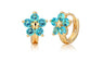 Five Round Blue Crystals Flower Circles Loops Hoop Earrings
