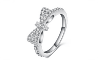 New Elegant Bow Silver Plated Micro Inlay Cubic Zirconia Lovers Ring (6,7,8,9) - sparklingselections