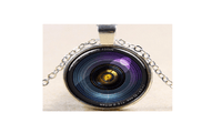 Antique Silver Plated Round Camera Lens Pendant Necklace For Men - sparklingselections