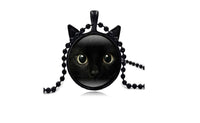 Unique Vintage Glass Alloy Chain Black Cat Picture Necklace Pendant - sparklingselections