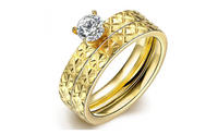 Classic Titanium Steel Crystal Couple Wedding Double Pair Ring (6,7,8)