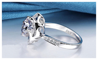 Square Shape Flower Rose Design Wedding Engagement Ring