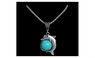 Antique Round Turquoise Silver Dolphin Pendant Long Necklace For Women