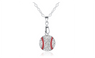 Fashion Silver Plated Rhinestone Red Lace Hemisphere Baseball Shape Pendant Necklace