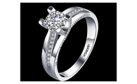 Platinum Plated Fashion Engagement Ring Cubic Zirconia Stone Jewelry - sparklingselections