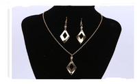 Gold Plated With Leave Shaped Drop Dangle Earring and Necklace Set