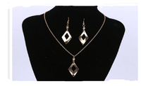 Gold Plated With Leave Shaped Drop Dangle Earring and Necklace Set for Women Party - sparklingselections