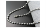 White Gold Plated Beaded Ball Chain Necklace Dog Tag Style Stylish Necklace