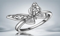 Classic Hollow Butterfly Engagement Rings With Austrian Crystals - sparklingselections