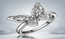 Classic Hollow Butterfly Engagement Rings With Austrian Crystals