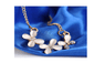 Opal Cherry Petal Rhinestone Women Pendant Necklace
