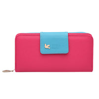 New Women Long Zipper Fly Clasp Color Wallet Card Money Holder Versatile Hot Pink Big Purse - sparklingselections