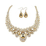 New Fashion Crystal Gold Choker Necklace Earrings Jewelry Set