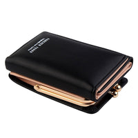 Women PU Leather Short Wallet Mini Money Holder Purse (Black, PInk) - sparklingselections