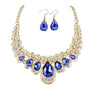 Women Crystal Charm Necklace Earrings Jewelry Set