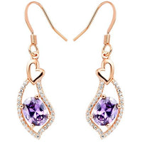 New Heart Rose Gold Cubic Zirconia Long Dangle Earring For Women - sparklingselections
