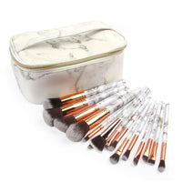 Multifunctional Marble Road Makeup Brush Set With Travel Cosmetic Bag - sparklingselections