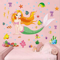 Kids Mermaid Princess PVC Wall Home Decal Stickers - sparklingselections