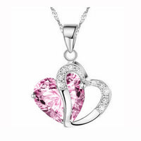 Women Heart-Shaped Crystal Sweater Chain Pendant Jewelry - sparklingselections