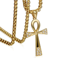 Women Stainless Steel Love Life Cross Gold Pendant Necklaces - sparklingselections