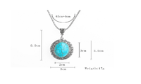 Blue Turquoise Long Statement Silver Pendant Necklace for Women - sparklingselections