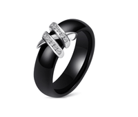 New Simple Style Two Line Crystal Ziron Ceramic Rings For Women - sparklingselections