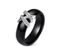 New Simple Style Two Line Crystal Ziron Ceramic Rings For Women