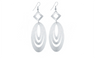 Silver Plated Dangle Square And Oval Earrings For Women