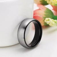 Vintage Men's Tungsten Carbide Ring Black Inlay Wedding Band - 8 mm - sparklingselections