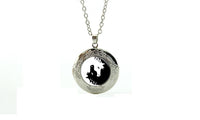 Black and White Glass Cabochon Unicorn Art Pendant Necklace - sparklingselections