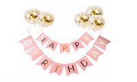 Happy Birthday Banner Gold Confetti Balloons Letter Banner - sparklingselections