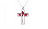 Natural Real Dry Rose Cross Metal Glass Pendant