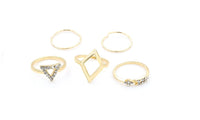 New Crystal Triangle Gold Rhinestone Arrow Midi Rings - sparklingselections