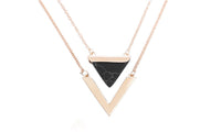 Geometric Triangle Faux Marble Stone Pendant Necklace - sparklingselections