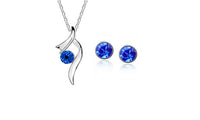 Shiny Round Blue Crystal Pendant Necklace & Stud Earrings - sparklingselections
