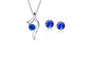 Shiny Round Blue Crystal Pendant Necklace & Stud Earrings