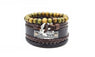 Punk Wood Bead Charm Leather Bracelet