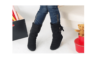 New Women Low Wedge Buckle Biker Trim Flat Ankle Boots - sparklingselections